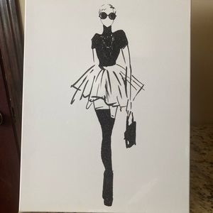 Fashion Diva Black Shimmering  Silhouette on  White Canvas